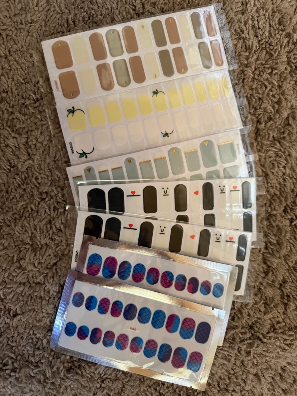 7 Nail Wrap Sticker Sets - Assorted Colors and Patterns